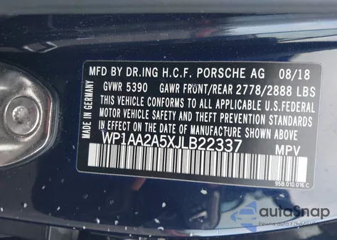 2018 Porsche Macan Sport Edition z USA, uszkodzony, nr VIN WP1AA2A5XJLB22337